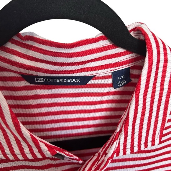 Cutter & Buck Inc 5000 Men’s Striped Polo in Red/White Size L - Picture 3 of 7